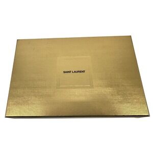 Saint Laurent Shoe Box Unisex Large Gold Metallic Textured Logo Designer Storage